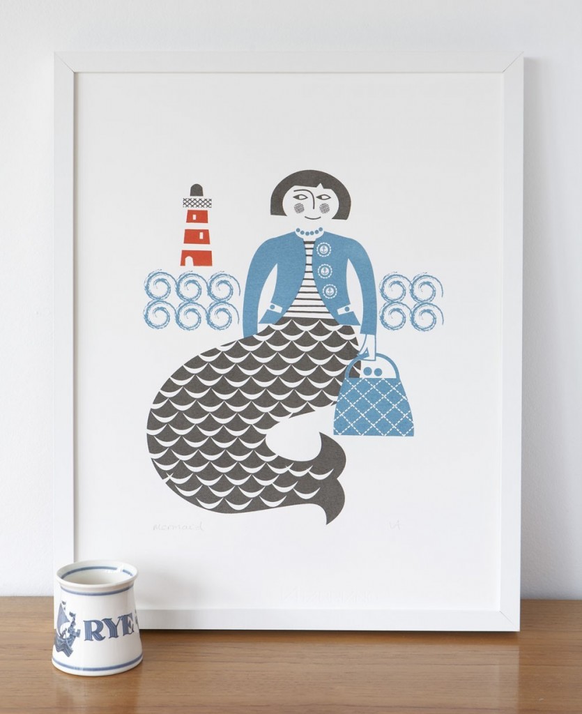 mermaid screenprint