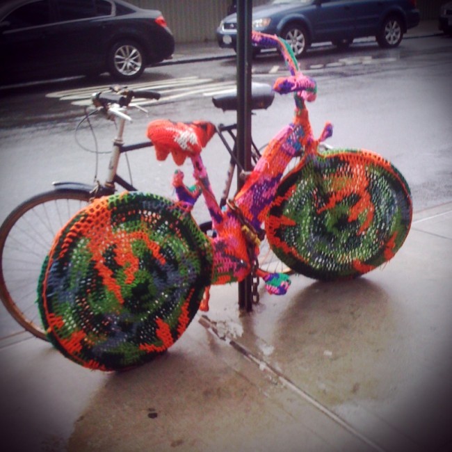 knitted bike in dumbo