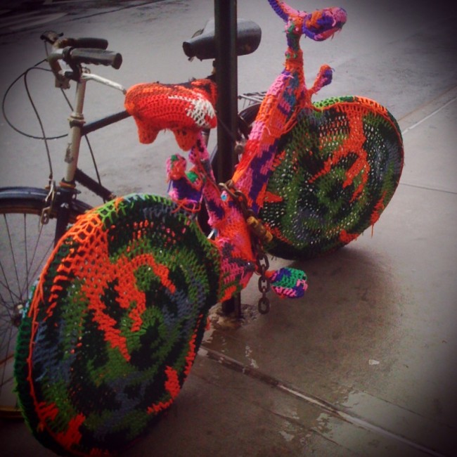 knitted bike in dumbo