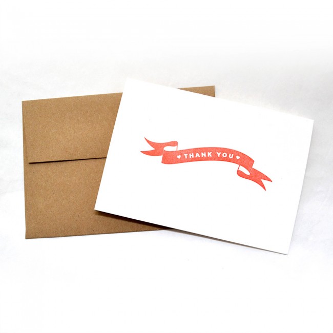 Letterpress Thank You Note Cards Red