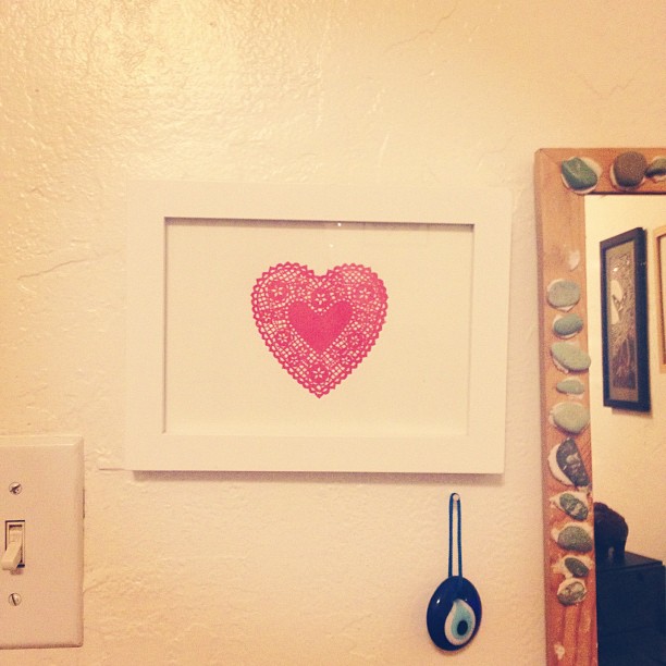 One of our lace heart prints at my friend's wall :)